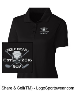 Goth Gear Box Ladies Black Wicking Golf Polo Design Zoom